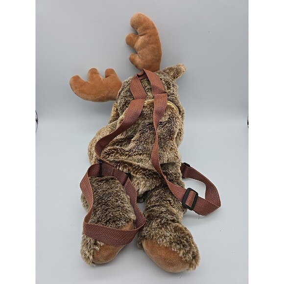 Plush Moose Backpack 23" with Zippered Opening & Adjustable Straps NEW - Picture 2 of 7